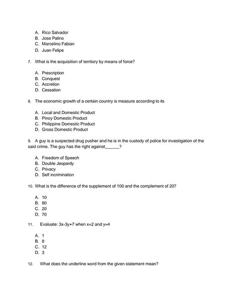 wmsu entrance exam reviewer with answer key|WMSU CET Practice EXAM Booklet .